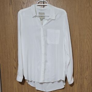 CASA CABANA Women's White Long Sleeve Shirt Blouse 100% Rayon Size L NWT